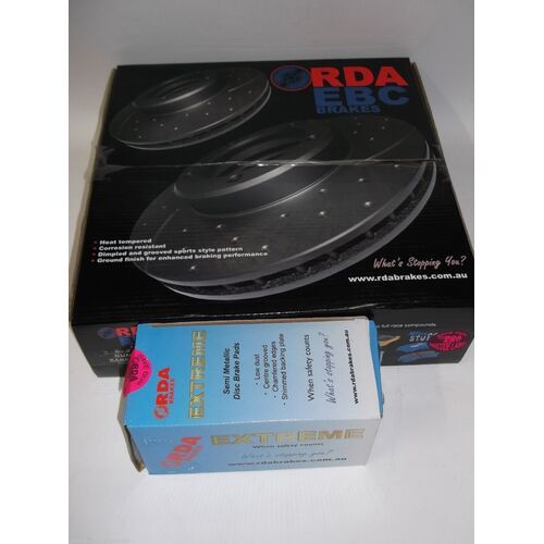 RDA Rear Dimpled Slotted Brake Disc Rotors & Heavy Duty Brake Pads RDA7939D-RDX1959 RDA7939 thumbnail