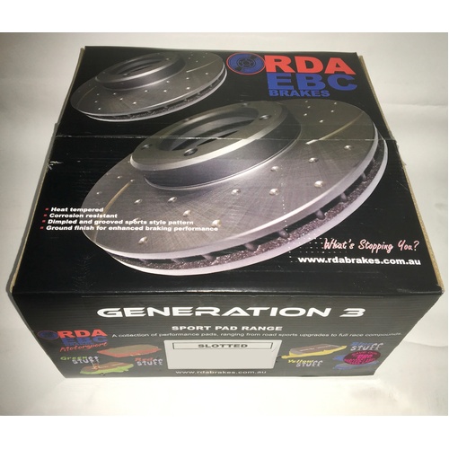 RDA Rear Dimpled Slotted Brake Disc Rotors & Brake Pads RDA8015D-RDB1959 RDA8015-RDB1959 thumbnail