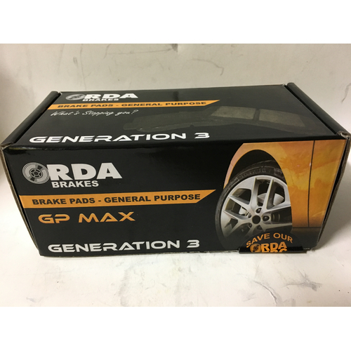 RDA Rear Gp Max General Purpose Brake Pads RDB1451 DB1451 suits SANTA FE 10/00 on, TERRACAN 3.5L, OPTIMA 2.5L 05/01 on