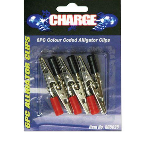 Charge Alligator Clips 6 Pc Red Black RG5025