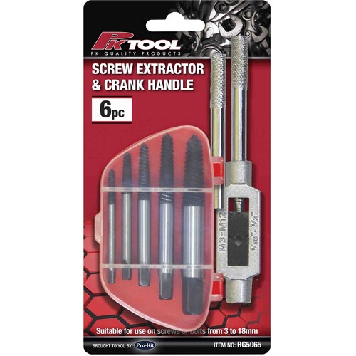 PK Tool 6pc Bolt & Screw Extractor & Handle Set RG5065