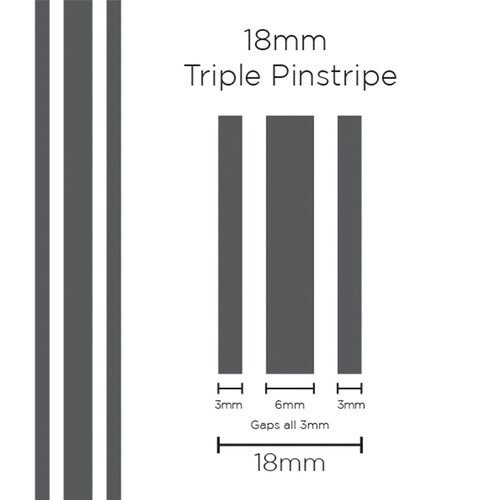 SAAS 18mm Triple Stripe - Charcoal Automotive Trim 11108