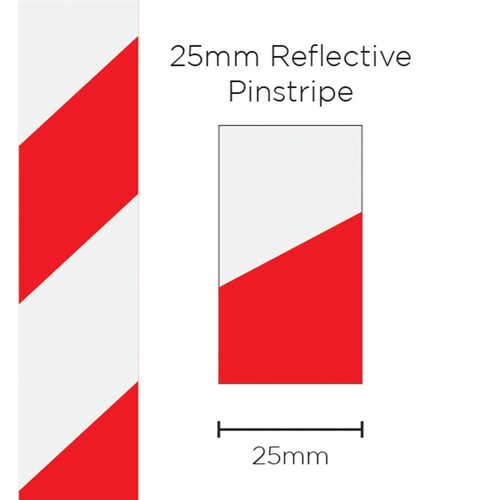 SAAS 11600 Pinstripe 25mm Bar Reflective Red/White SKU: 11600