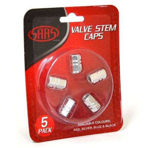 SAAS Silver Metal Valve Caps 5 Pack SKU: 194225