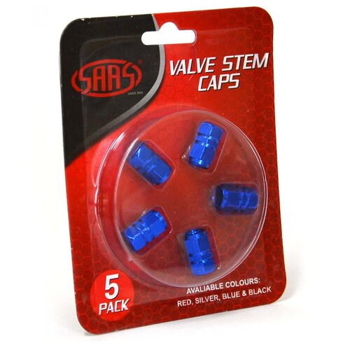 SAAS Blue Metal Valve Caps 5 Pack SKU: 194245