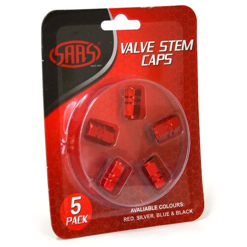 SAAS Red Metal Valve Caps 5 Pack SKU: 194255