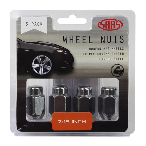 SAAS Wheel Nuts Acorn Taper 7/16 Chrome 35mm 5pk 235205