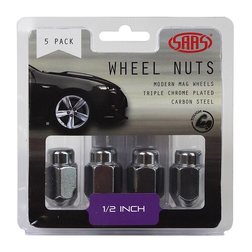 SAAS Wheel Nuts Acorn Taper 1/2 Chrome 35Mm 5Pk 235215