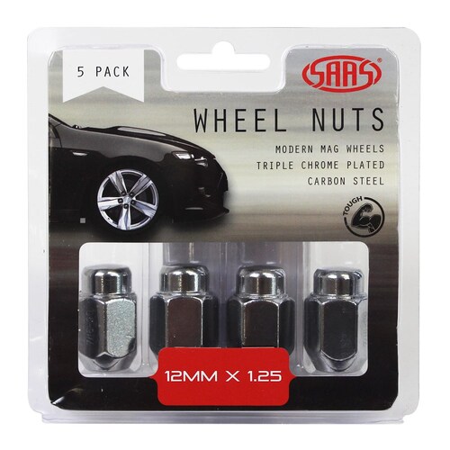 SAAS Wheel Nuts Acorn Taper 12Mmx 1.25 Chrome 35Mm 5Pk 235255