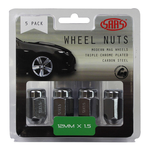 SAAS Wheel Nuts Acorn Taper 12 X 1.50 Chrome 35mm 5pk SAAS-235265