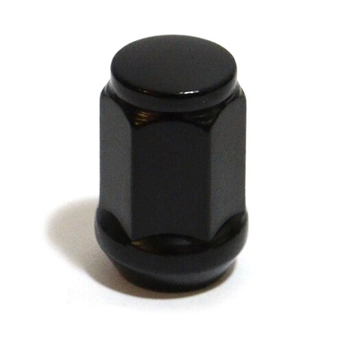 SAAS Single Wheel Nut 35mm Length Black M12X1.50 Thread Flat Head Bulge Type SKU: 43596BBC