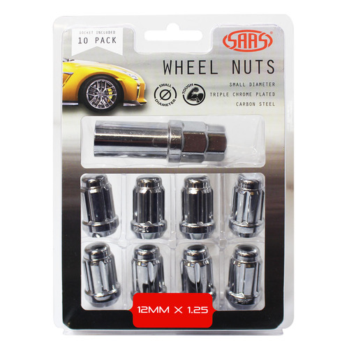 SAAS Wheel Nuts S/d 6 Spline 1 2 X 1.25 Inc Chr Key 10pk SAAS-6330510