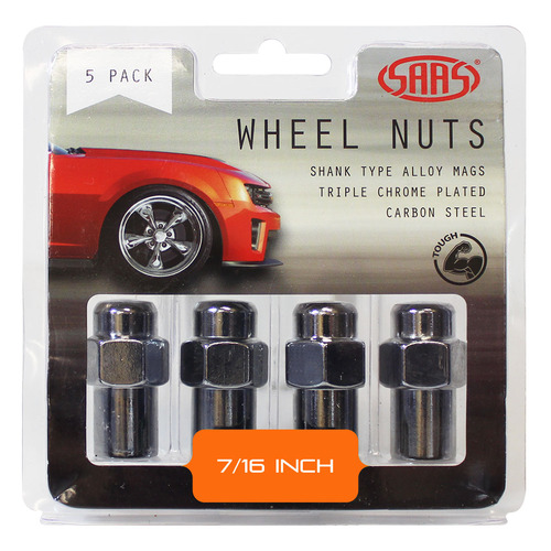 SAAS Wheel Nuts Mag 7/16" Chro Me 43mm 5pk SAAS-743405