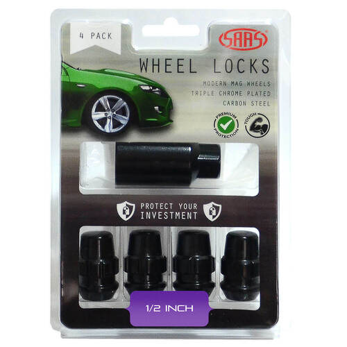 SAAS Lock Nuts Splined Acorn Bulge 1/2 Black Pk 4 SAAS-923321BC