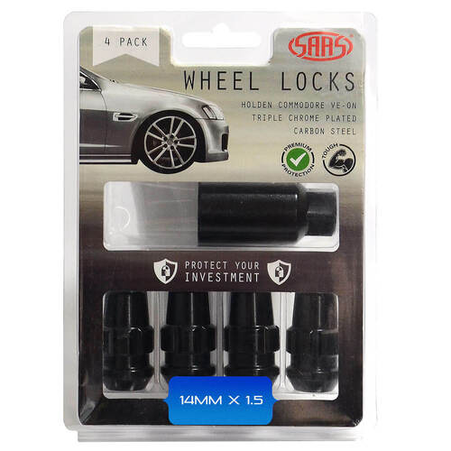 SAAS Lock Nuts Splined Acorn B Ulge 44mm 14mm X 1.50 Blk Ve SAAS-924429BC