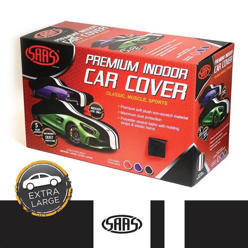 SAAS Car Cover Indoor Classic Extra Large 5.7m Black With Wh SAAS-SC1013