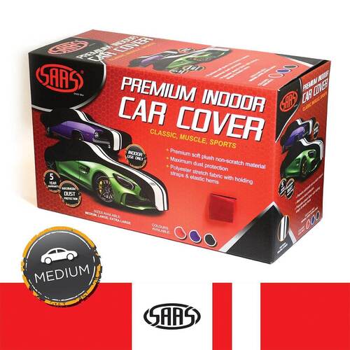 SAAS Car Cover Indoor Classic Medium 4.5m Red With White Str SAAS-SC1031