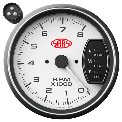 SAAS Tachometer White 3 3/4" SAAS-SG-TAC334W