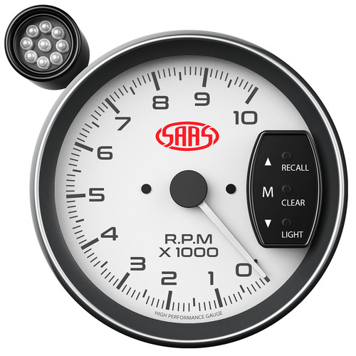 SAAS Tachometer White 5" SAAS-SG-TAC5W