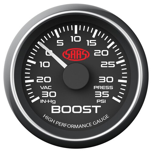 SAAS SG-TB52B1 Muscle Series Boost Gauge 30Inhg-35Psi 52Mm Black