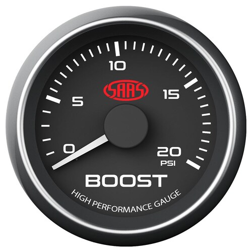 SAAS 52mm Black Muscle Series Diesel Boost Gauge 0-20PSI SG-TBD52B1