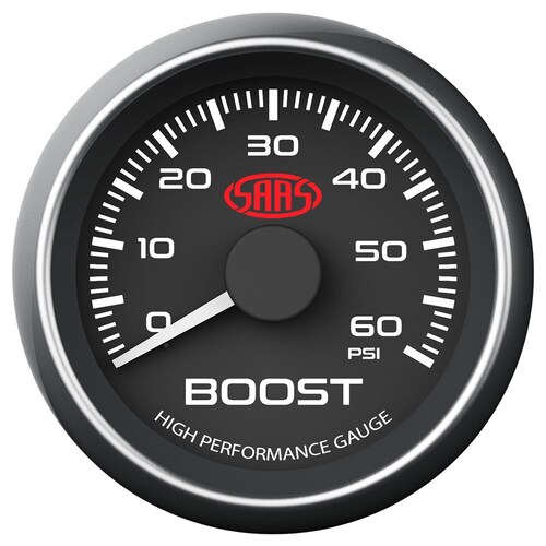 SAAS 52mm Black Muscle Series Diesel Boost Gauge 0-60psi SG-TBD52B2