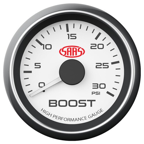 SAAS 52mm White Muscle Series Diesel Boost Gauge 0-30PSI SG-TBD52W