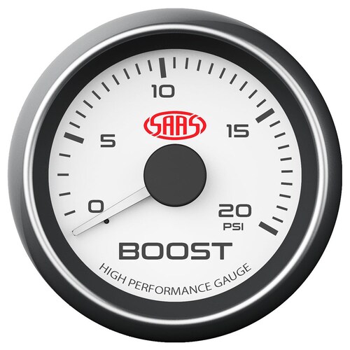 SAAS 52mm White Muscle Series Diesel Boost Gauge (0-20psi) SG-TBD52W1