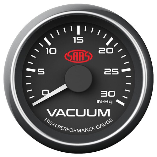SAAS 52mm Black Muscle Series Vacuum Gauge (0-30Inhg) - SG-VAC52B