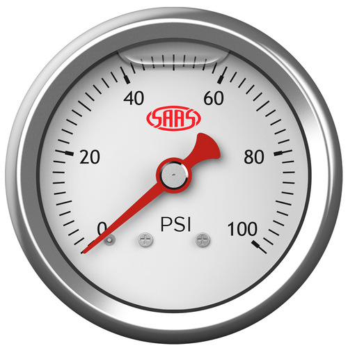 SAAS Fuel Pressure 100 Psi Liq Uid Filled Gauge White Face SAAS-SG100W