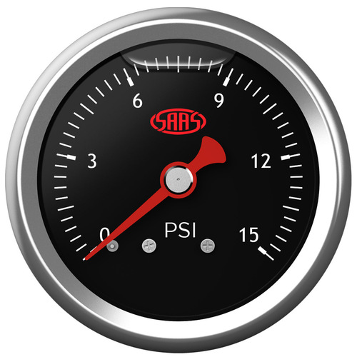 SAAS Fuel Pressure 15psi Liqui D Filled Gauge Black Face SAAS-SG15B