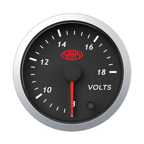 SAAS Volt Gauge 8V-18V 52mm Black Street Series SG21250
