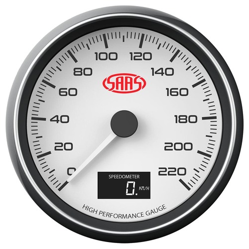SAAS Speedometer 0 - 220 Kph 3 1/2 Indash White SAAS-SG31631