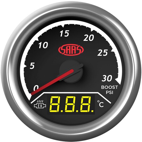 SAAS SG611240 Trax Series Dual Gauge Boost 0-30 PSI Exhaust Temp 0-¦-900-¦ Analogue Digital