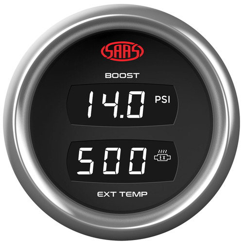 SAAS Dual Digital Gauge Boost 0-30 Psi /exh Temp 0-900 Tra SAAS-SG911240 thumbnail