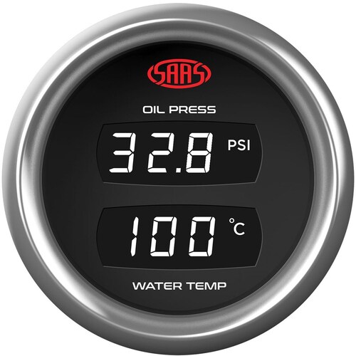 SAAS Trax Series Dual Digital Oil Pressure (140Psi)/Water Temperature (40-120C) - SG913020