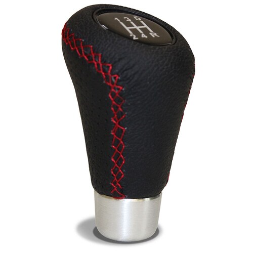 SAAS SGKBR Black Leather Red Stitch Gear Knob With 8 Shift Pattern