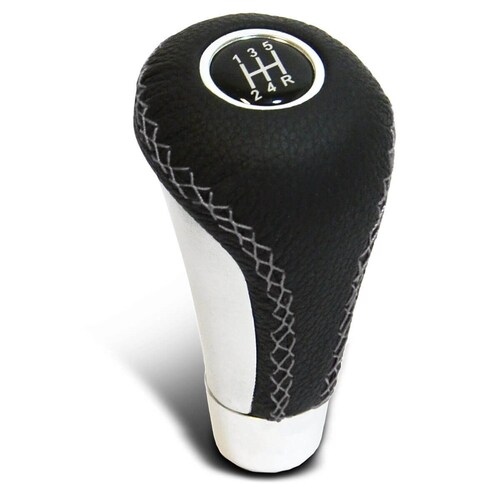 SAAS Leather Gear Knob Grey Alum Insert With 8 Shift Patterns SKU: SGKGL