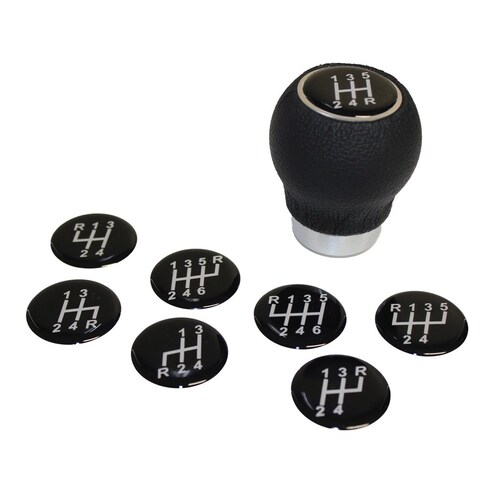 SAAS Black Round Leather Gear Knob SGKRB