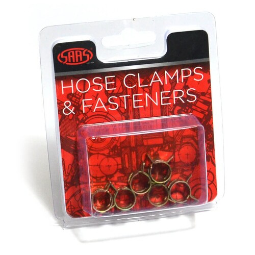 SAAS Pack of 6 Spring Hose Clamps 6mm (1/4") SHC6