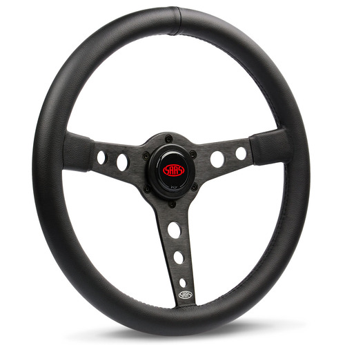 SAAS Steering Wheel Leatherett E 14" Retro Black Spoke Black SAAS-SW616OS-BS