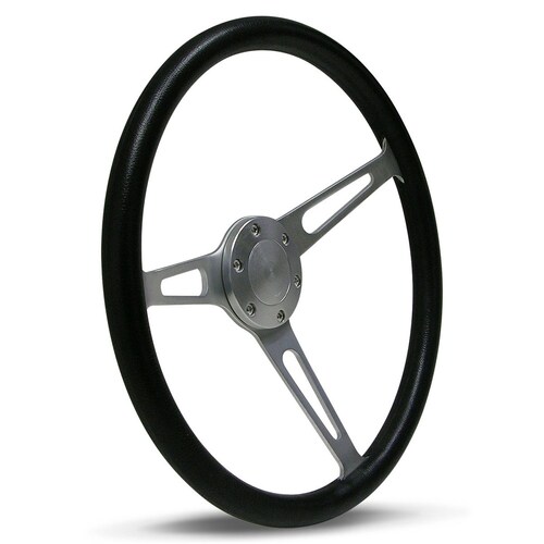SAAS 15" ADR Compliant Poly Grip Steering Wheel With Three Brushed Alloy Spokes - SW702BAP