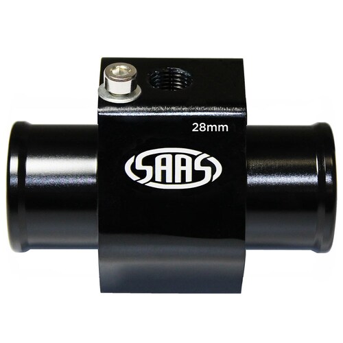 SAAS Black Aluminium Water Temperature Adapter For Radiator Hose - 28Mm SWTA28B
