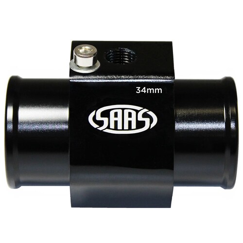 SAAS Black Aluminium Water Temperature Adapter For Radiator Hose - 34Mm SWTA34B