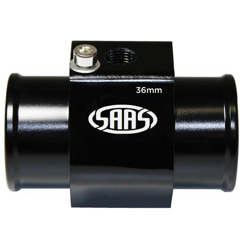 SAAS Black Aluminium Water Temperature Adapter For Radiator Hose - 36Mm SWTA36B