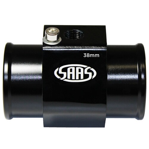 SAAS Black Aluminium Water Temperature Adapter For Radiator Hose - 38Mm SWTA38B