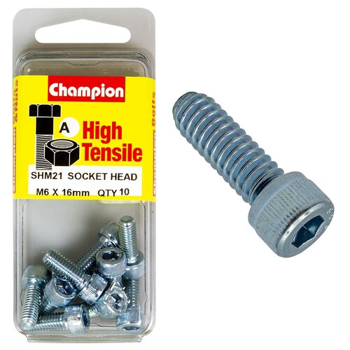 Champion Fasteners Pack Of 5 High Tensile Grade 8.8 Zinc Plated Socket Head Cap Screws - M6 X 16MM SHM21