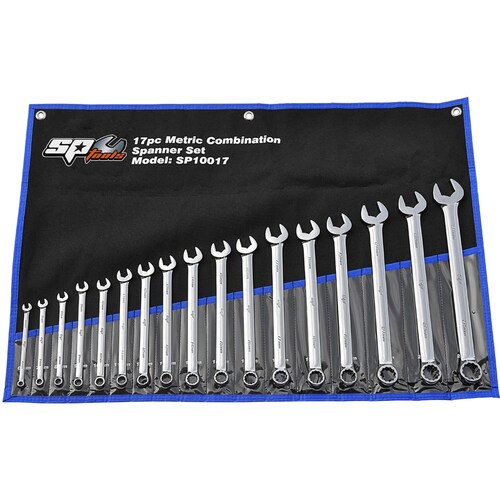 SP TOOLS 17 PIECE METRIC COMBINATION RING SPANNER ROLL SET SP10017