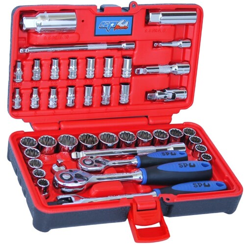 SP TOOLS 42 Piece 1/4" And 3/8" Drive Metric/Sae Socket Set With Hard X-Case - SP20601