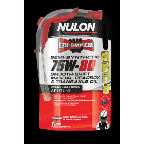 Nulon Semi Synthetic 75W-80 Smooth Shift Manual Gearbox and Transaxle Oil 1L (SS75W80-1E)